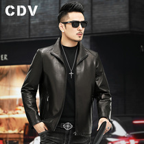 2021 new leather leather clothing mens lapel leather jacket jacket goatskin short fashion motorcycle mens autumn