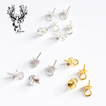 Pearl crystal tray needle smooth pendant empty support S925 sterling silver DIY hand link accessories necklace material