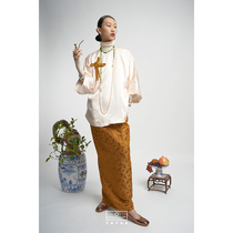 TUYUE coated moon designer inverted large sleeve clip cotton large flap padded with jade buckle concentric knot acetate satin country wind cotton clothes