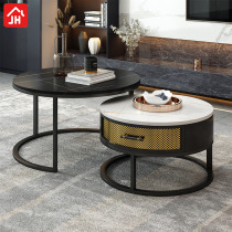 Nordic tea table minimalist modern creative small family style home living room light extravagant round combined iron art small tea table table