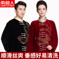 Antarctic people autumn and winter Taijiquan clothing gold velvet South Korea does not pour velvet hot diamond thickened performance morning exercise clothes for men and women