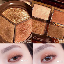 Chinese goods) Orange judydoll three color gradient eye shadow Earth orange brown Pearl sequins beginner Net Red