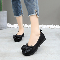 Summer Old Beijing Cloth Shoes Womens Summer Single Shoes Fashion Single Shoes For Work Bean-Bean Shoes Soft Bottom Hollowed-out Mesh Surface Working Shoes