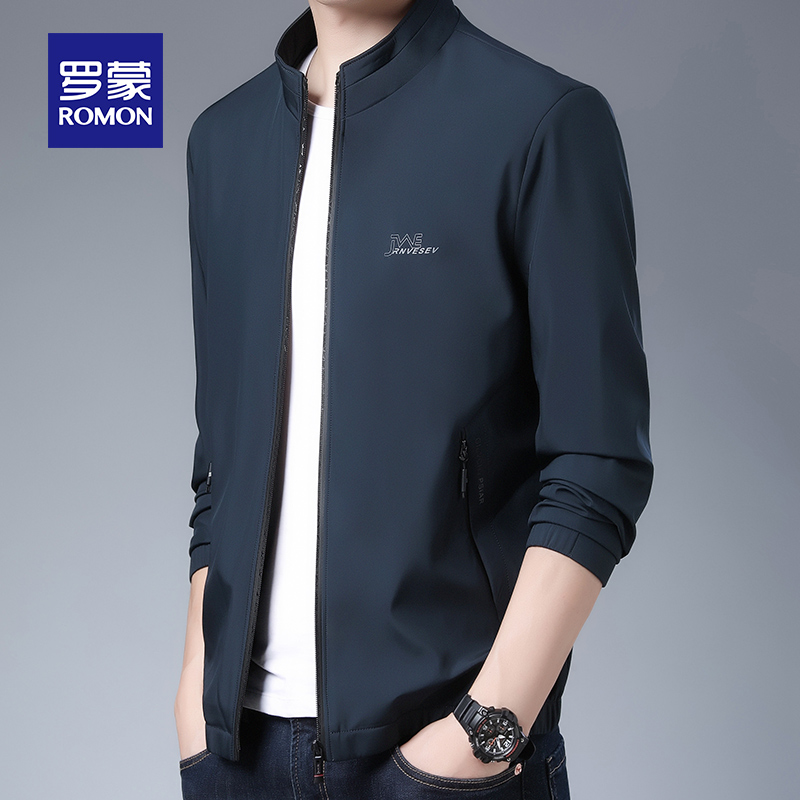 Romon mens jacket Spring and autumn thin jacket Business leisure youth short baseball collar Korean version of the trend