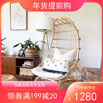 True vine Nordic modern sofa high back chair net red rattan chair negotiation chair single balcony rattan designer chair