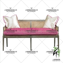 New Pint Style Solid Wood Vines Back Compiling Trio Bit Rattan Chuckleback Cloth Art Barbie Powder Photography Villa Retro Sofa