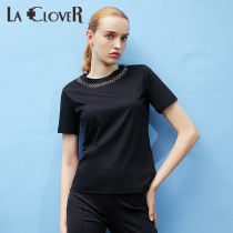 LACLOVER lankavan New Morning series ladies Joker decoration simple round neck T-shirt LC81MA2
