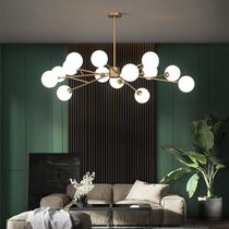 Postmodern chandelier all copper light luxury simple Nordic living room dining room bedroom art lamp personality creative molecular lamp