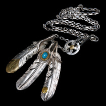 Takahashi Golang feather necklace sterling silver 925 handmade diy pendant male trendy personality birthday gift niche and advanced
