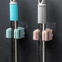 Free Punching Mop Rack Toilet Wall Shelf Powerful Sticky Hook Cassette Plastic Fixed Wall-mounted Mop Clip