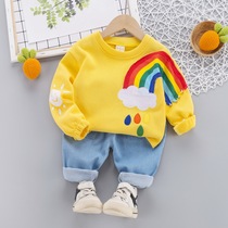 8 seven or eight 9 nine 6-12 months ten 5 male baby Western style children chun qiu zhuang 0-3 years old baby set clothes women