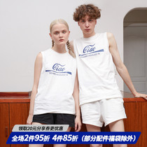 square houlest new original basic cotton printing English loose versatile couple sleeveless vest