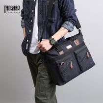 Casual canvas bag mens bag handbag horizontal business bag Shoulder messenger bag briefcase computer bag mens bag