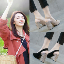 Small fresh high heels childrens 2021 new autumn spring autumn and summer wild pointed rhinestone thick heel medium heel shoes