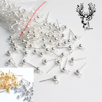 Doug Earrings Round Bead Headband Ring Ear Needle Ear Buckle S925 Sterling Silver Handmade DIY Accessories Earrings Earrings Link Buckle