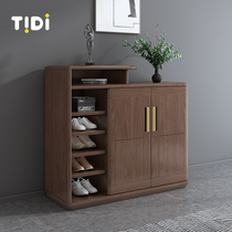 Simple modern German walnut shoe cabinet home door porch large capacity shelf balcony storage cabinet