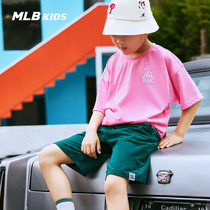 MLB childrens official girl NY letter fashion foreign style loose short sleeve casual sports T-shirt dress tide autumn