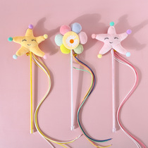 Pet plush starfish sun flower voice tassel bell fairy handmade funny cat stick cat interactive toy custom