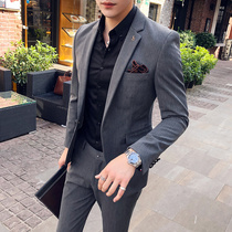 men's korean style casual suit handsome slim business professional suit british style trendy groom wedding dress