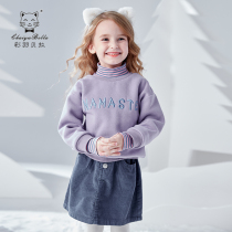 Girls high collar sweater autumn and winter Korean version of the tide air 2021 new childrens coat winter plus velvet thickened winter