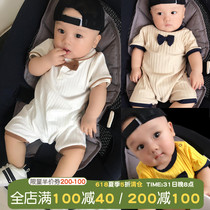 Male Baby Conjoined Clothing Womens Baby Sleepwear Ice Silk Thin Summer Clothing Nets Red Infant Summer Newborns Suit