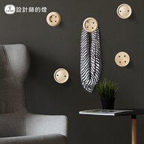 Designers lamp creative gift wall decoration coat rack wall decoration personality solid wood adhesive hook hanger button wall hanging