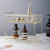 Nordic gold double-layer jewelry rack wrought iron cosmetics storage rack multi-layer kitchen seasoning rack