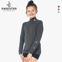 Supply) Italian Sagester figure skating training uniform high collar plus velvet sports T-shirt women 062