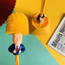 Trump toilet brush stiff hair no dead corner set cute non-perforated toilet toilet brush head holder cartoon