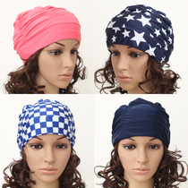 Counter quality fashion cloth pleated large size plus size long hair hot spring cloth swimming cap unisex swimming cap