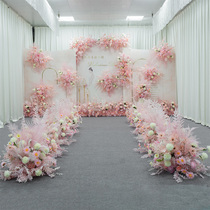 Pink Wedding Scene New Wedding Ground Flower Artificial Flower Artificial Flower Finish Decorative Flower Row T Station Road Flower Art