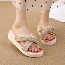 Slippers female summer outside wear 2021 summer new cross slope with thick soles Korean version of fashion Joker
