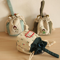 Cute canvas cartoon mini small hand bag small storage bag Lipstick bag coin bag