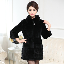 Ms Haining stand collar Otter rabbit velvet fur medium long nine-point sleeve whole fur coat jacket sale clearance