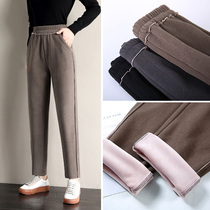 Gross Pants Woman Autumn Winter Plus Suede Thickened High Waist Display Slim 100 Hitch Pants Children Straight Cylinder Loose Casual Harun Radish Pants