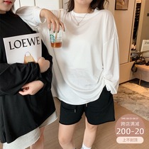 Wang grape slightly fat mm loose thin knitted shorts womens tide ins new high waist plus size casual five-point pants