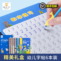 Cat Prince digital practice copybook enlightenment groove preschool pen control training artifact Word paste stroke line paste Regular script writing entry Beginner Primary school children Kindergarten special mathematics red pen paste practice board writing book