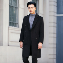 Winter wool woolen coat mens double-sided cashmere coat Korean version of long knee Nizi trench coat thickening