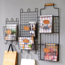 American Countryside Retro Iron Art Hanging Clothes Hanger Wall-mounted Shelf Creative Wall Accessories Floral Shelf Wall Containing Shelf