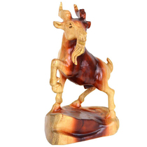Cinnamomum camphor wood carving twelve zodiac sheep ornaments crafts living room decorations
