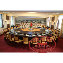 Ya Wei customized electric luxury Table big round table hotel table solid wood carving electric hot pot table