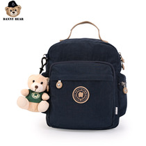 Danny bear shoulder bag female canvas small cloth bag simple and versatile casual bear hanging small backpack Korean version of the trend