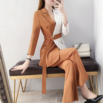 Spring season suit suit women 2021 New British style fashion temperament wide leg pants two-piece foreign style Korean version of Hugh