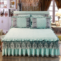 Winter warm princess style crystal velvet velvet cotton Thick bed sheet bed skirt lace bed cover dust cover