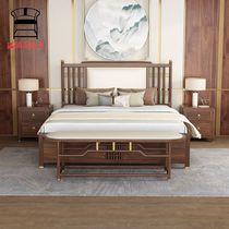 North American Black Walnuts Wood Bed Light Extravagant Solid Wood Bed New Chinese Style Furniture Master Bedroom With Double Bed 1 8 m Minimalist Wedding Bed