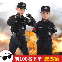 Childrens police uniform SWAT clothes Special forces suit Boy and girl police officer overalls performance clothing Small military uniform
