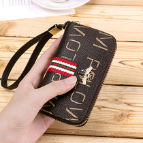 Pauls new mens and womens key bag leather multi-function keychain womens coin purse large capacity car key bag