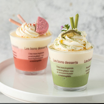 Mei Di West Mousse Cup plastic transparent creative wood chaff Cup disposable ice cream cup 50 with lid
