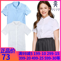 Eaton Guild Light Chinese upright collar short sleeve woman shirt pure cotton stand girl shirt 15C205 15C206