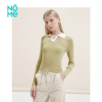 NOME Normi womens clothing wool textured T-shirt minimalist pure color sweaters blouses womens knitwear turtlenecks V collar WGCQ3517